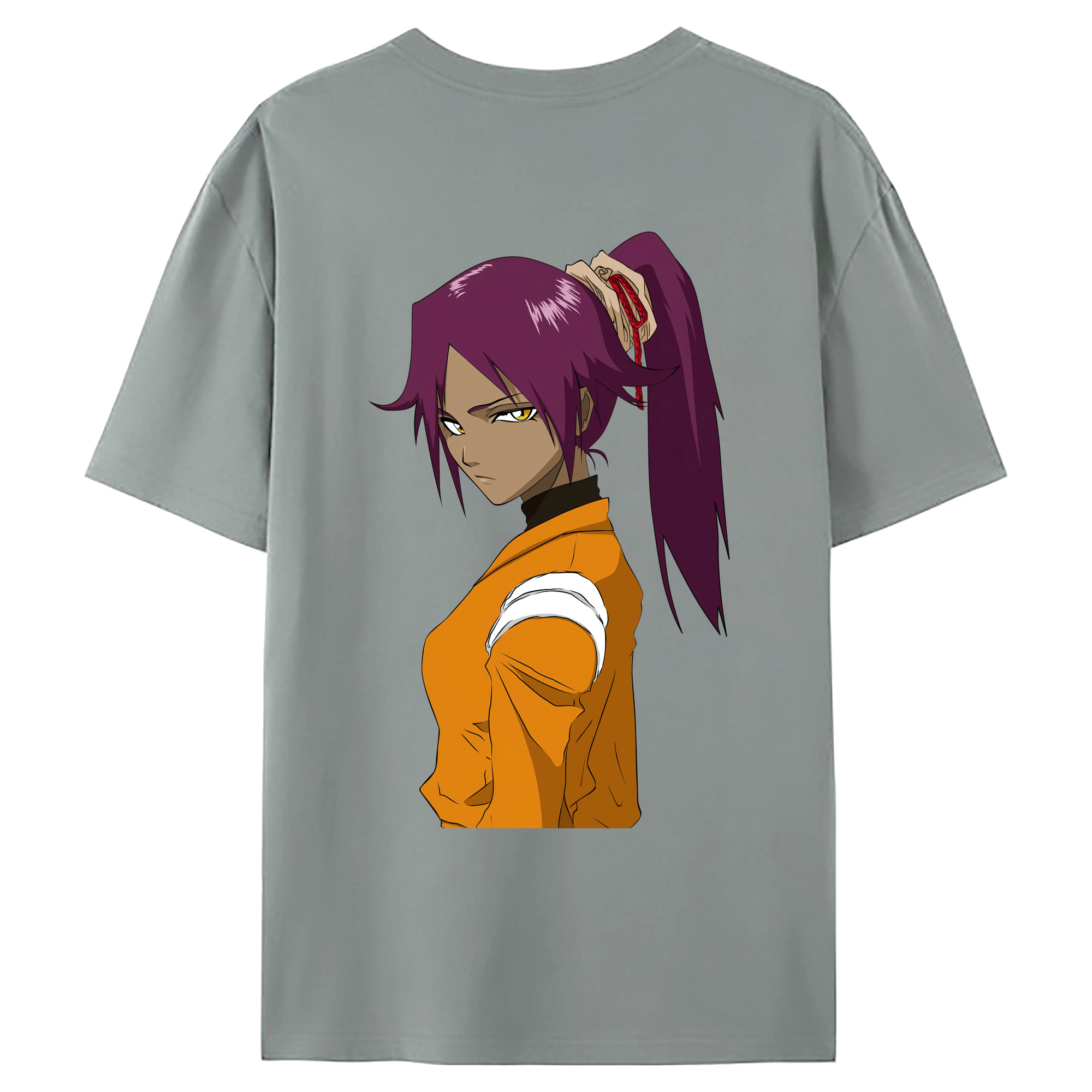 （画像用） ブリーチ 四楓院 夜一（しほういん よるいち） BLEACH Shihouin Yoruichi 綿100％ メンズ半袖Tシャツ（バックプリント） 通気性